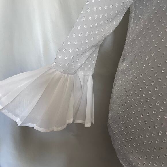 KRAZY KAT Popover Womens Blouse 2XL White 3D Polka Dot Ruffle Cottage Core Fairy - Picture 5 of 12